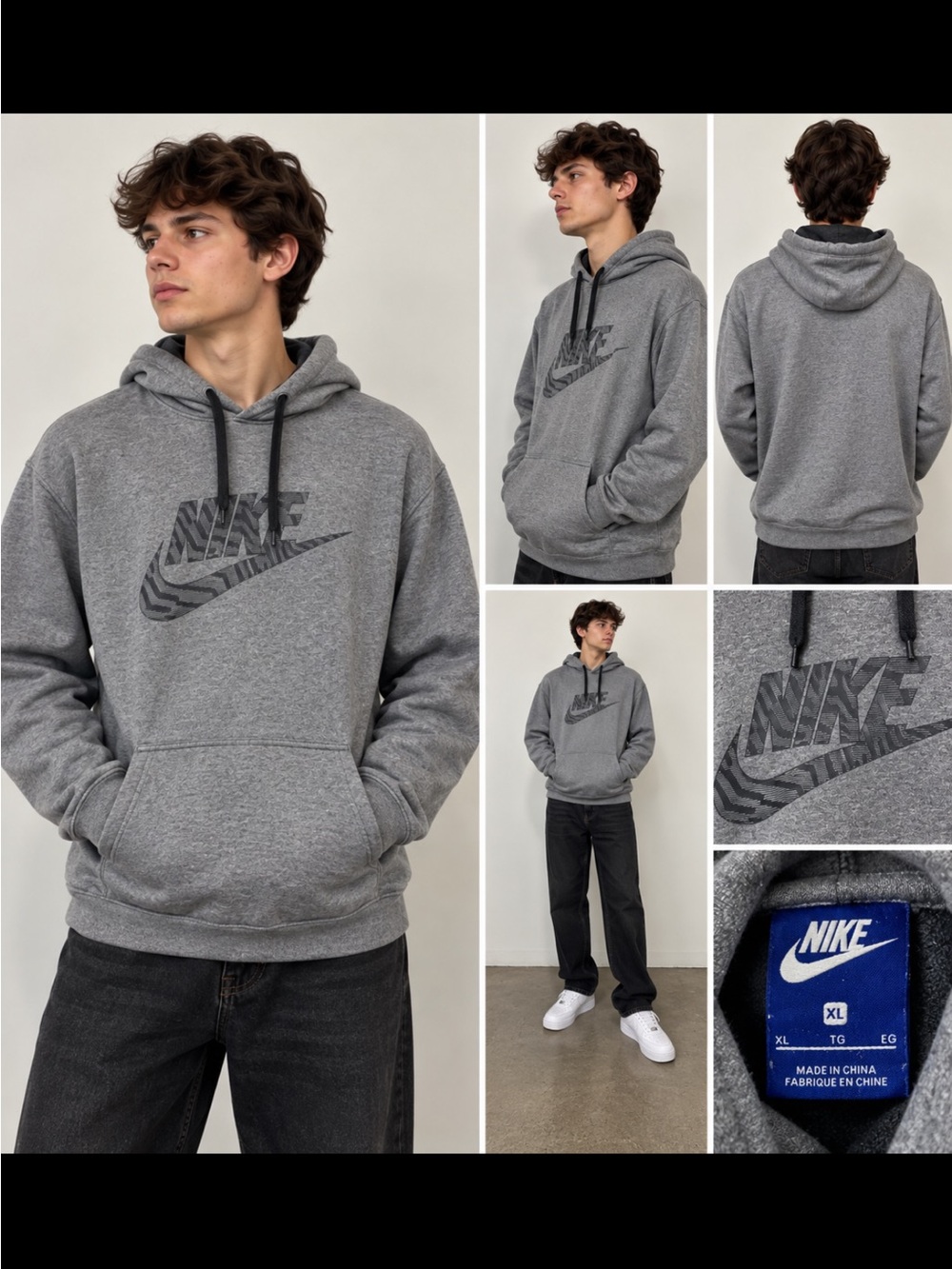 Nike Gray Heather Pullover Hoodie with Tonal Swoosh